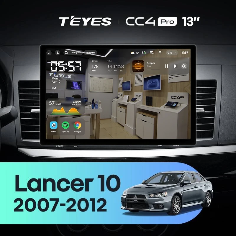 Штатная магнитола Teyes CC4 Pro 8/128 Mitsubishi Lancer 10 CY (2007-2012) Тип-A (13")