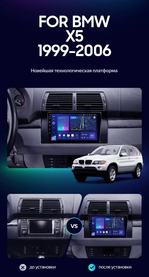 Штатная магнитола Teyes CC3L 4/64 BMW X5 E39 E53 (1999-2006)