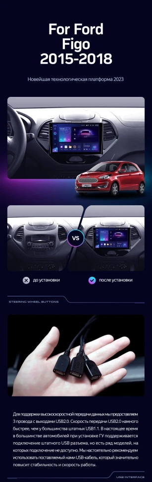 Штатная магнитола Teyes CC3 2K 360 6/128 Ford Figo (2015-2018)