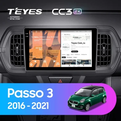 Штатная магнитола Teyes CC3 2K 4/32 Toyota Passo 3 (2016-2021) Правый руль