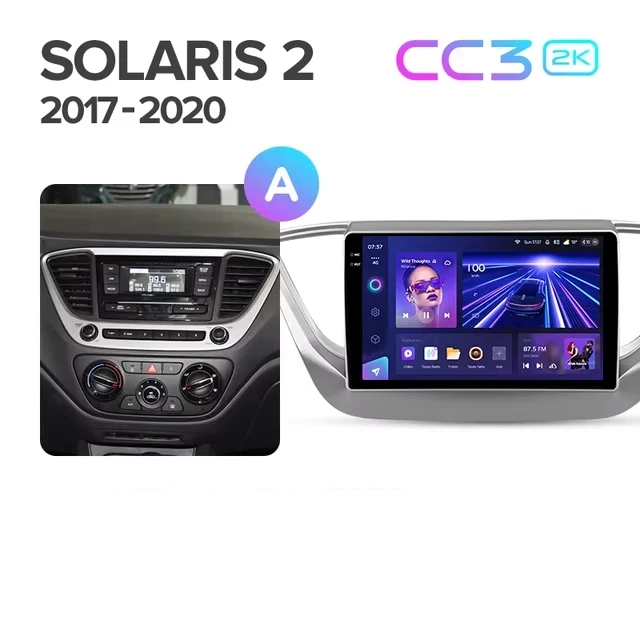 Штатная магнитола Teyes CC3 2K 6/128 Hyundai Solaris 2 (2017-2020) F1 Тип-A