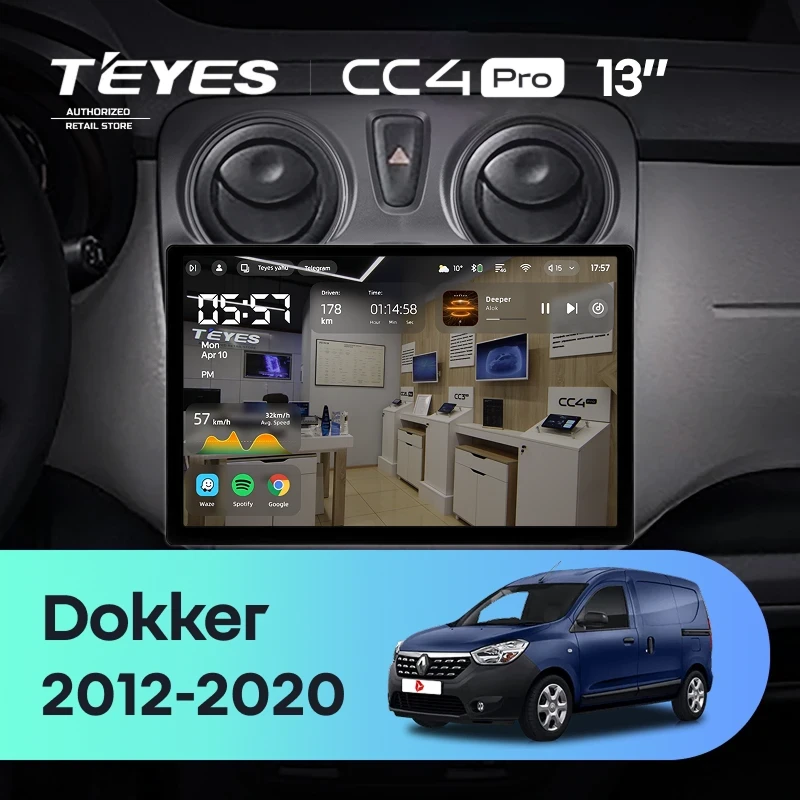 Штатная магнитола Teyes CC4 Pro 12/256 Renault Dokker (2012-2020) (13")
