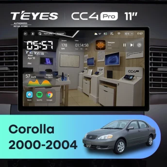 Штатная магнитола Teyes CC4 Pro 8/128 Toyota Corolla E130 E120 (2000-2004) (11")