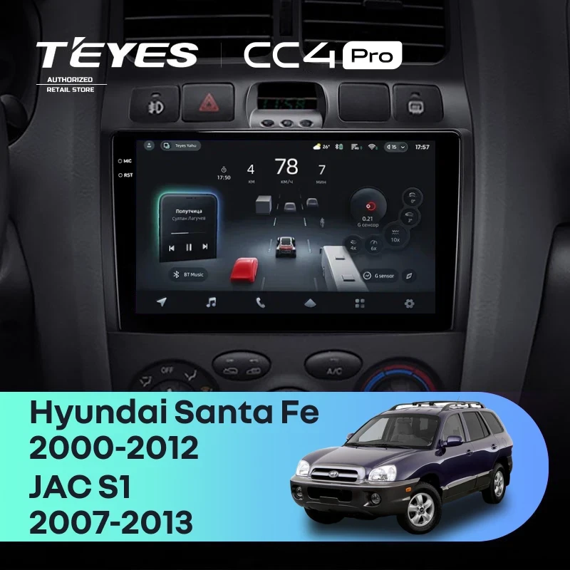 Штатная магнитола Teyes CC4 Pro 8/128 Hyundai Santa Fe SM (2000-2012)