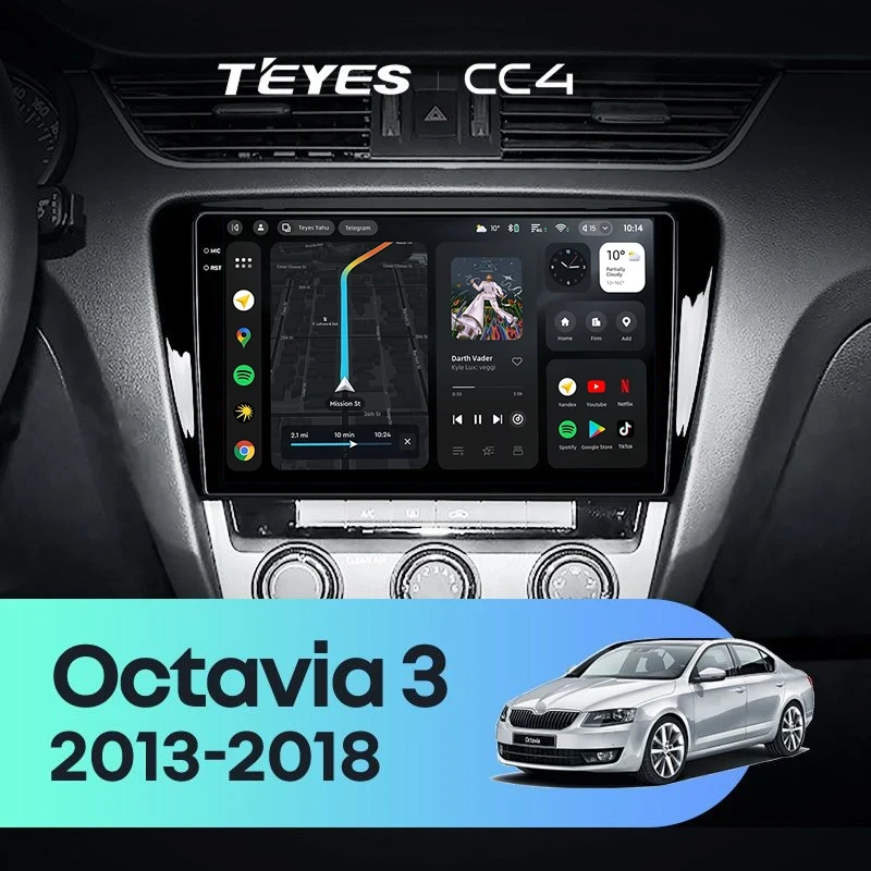 Штатная магнитола Teyes CC4 8/128 Skoda Octavia 3 A7 (2013-2018) Тип-A