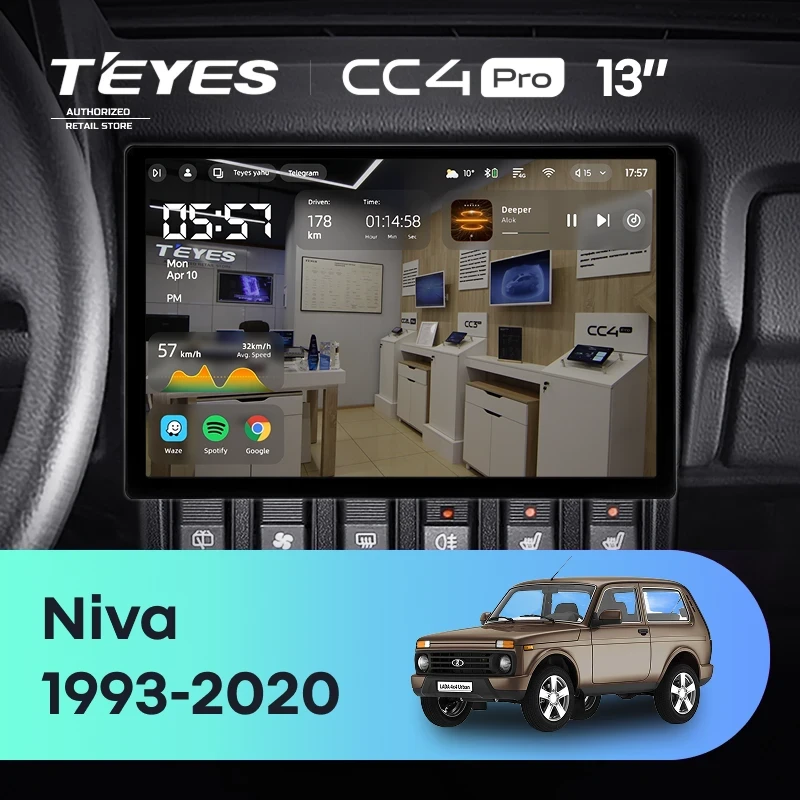 Штатная магнитола Teyes CC4 Pro 8/128 Lada Niva (1993-2020) (13")