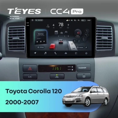 Штатная магнитола Teyes CC4 Pro 12/256 Toyota Corolla 120 (2000-2007) (черная) F1