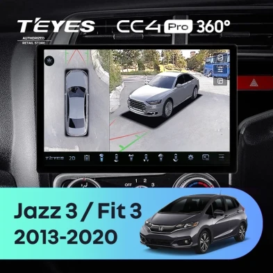 Штатная магнитола Teyes CC4 Pro 360 12/256 Honda Jazz 3 (2015-2020) Тип-A Правый руль (13")