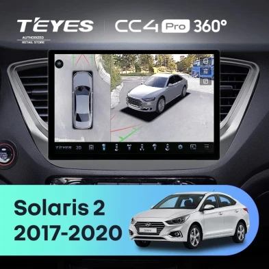 Штатная магнитола Teyes CC4 Pro 360 12/256 Hyundai Solaris 2 (2017-2020) F1 Тип-A (13")