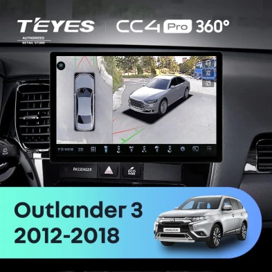 Штатная магнитола Teyes CC4 Pro 360 12/256 Mitsubishi Outlander 3 GF0W GG0W (2012-2018) Тип-A (11")