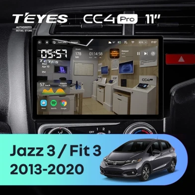 Штатная магнитола Teyes CC4 Pro 12/256 Honda Fit 3 GP GK (2013-2020) Тип-A Правый руль (11")